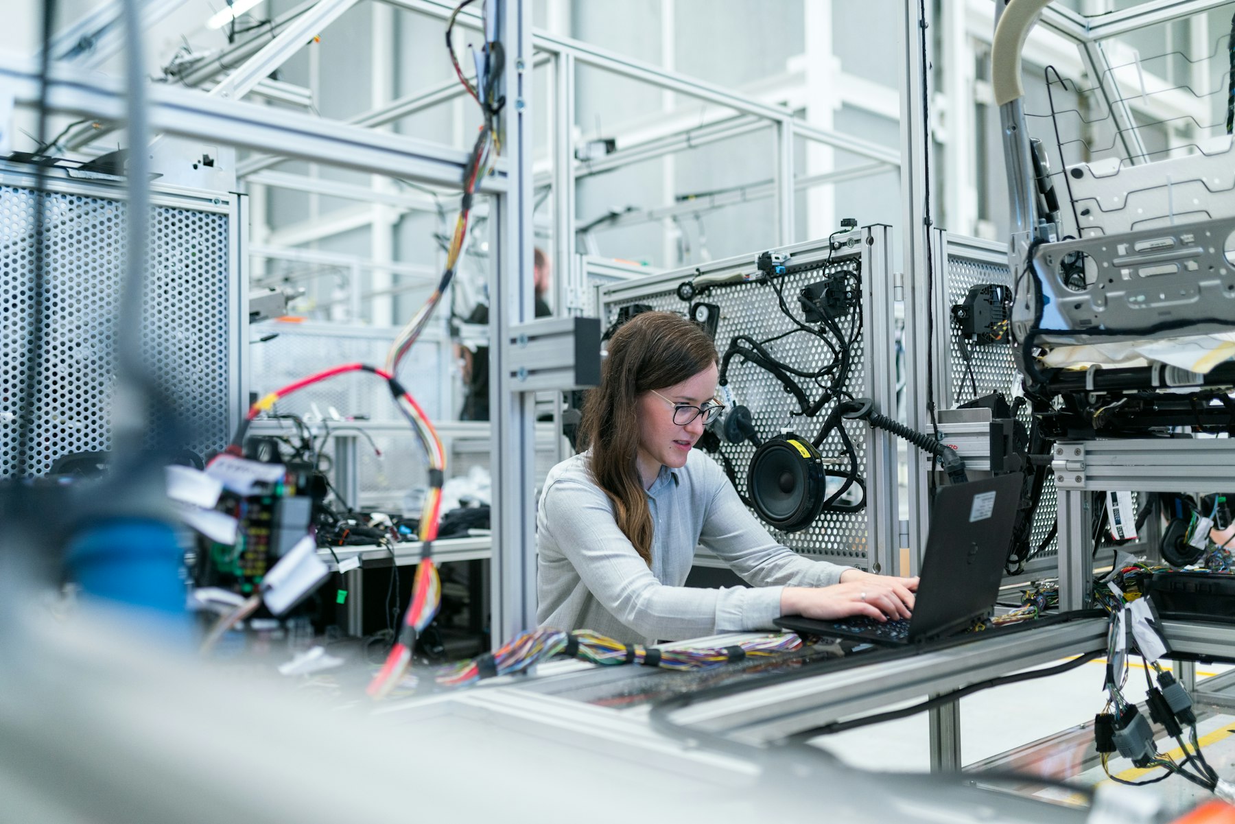 Engineer working on an industrial automation line
